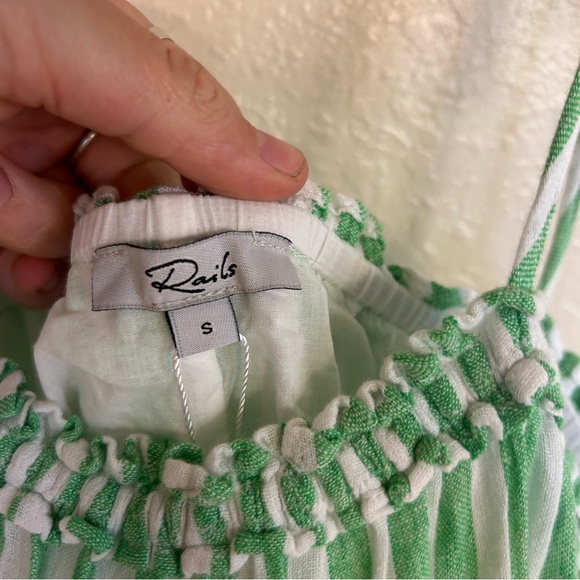 Rails Carolyn Tiered Babydoll Dress Cayman Green Stripe Beach Coastal Loose - Picture 12 of 15